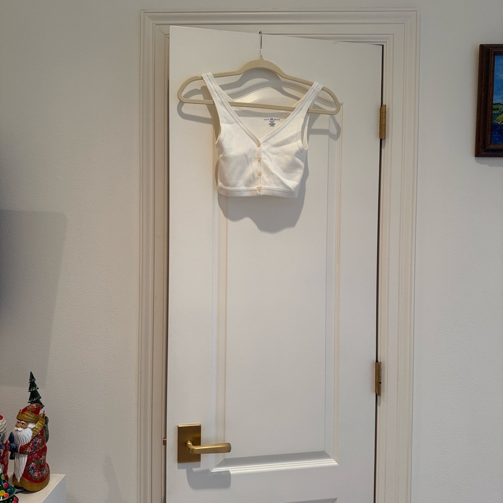 Brandy Melville White Buttoned Bra Top